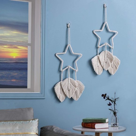 2 pcs Macrame Star Leaf Tassel Boho Wall Hanging - Picture 5 of 7